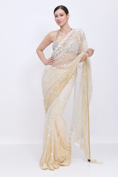 Dilnaz Floral Embroidered Net Saree  