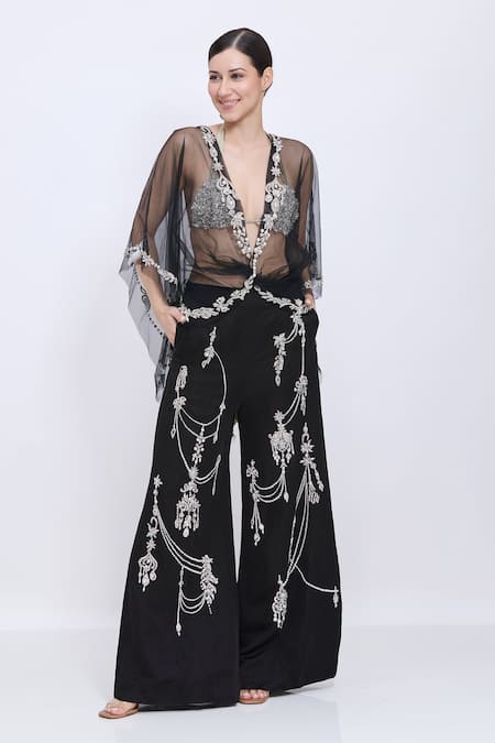 Dilnaz Pearl Necklace Hand Embroidered Palazzo 