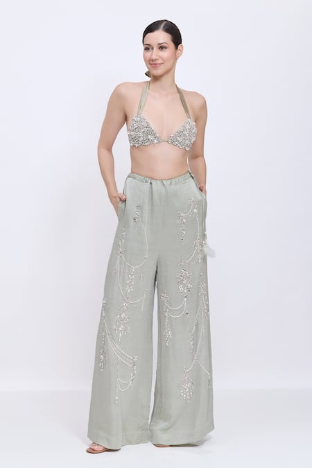 Dilnaz Grid Pearl Hand Embroidered Top 