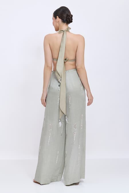 Dilnaz Grid Pearl Hand Embroidered Top 