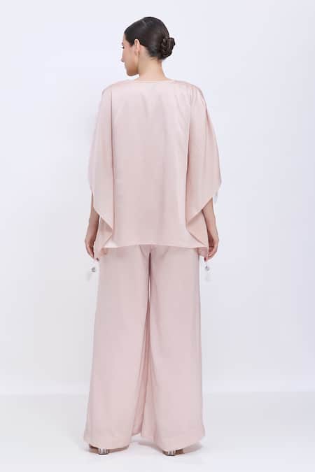 Dilnaz Plain Draped Kaftan & Jumpsuit Set 