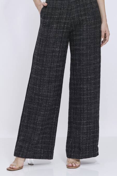 Dilnaz Black Tweed, Polyester Embroidery Hand Trouser Online at Aza Fashions Dilnaz_Black Tweed, Polyester Embroidery Hand Trouser _Online_at_Aza_Fashions