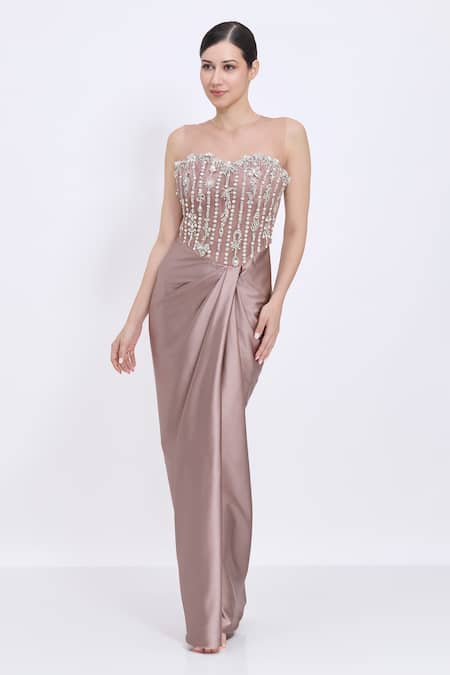 Dilnaz Stone Line Embroidered Gown 