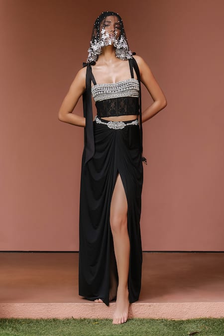 Dilnaz Draped Lycra Skirt  