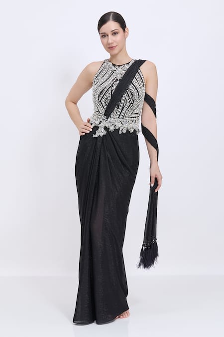 Dilnaz Embellished Bodice Saree Gown  