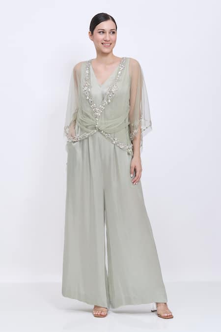 Dilnaz Embroidered Kaftan & Jumpsuit Set 