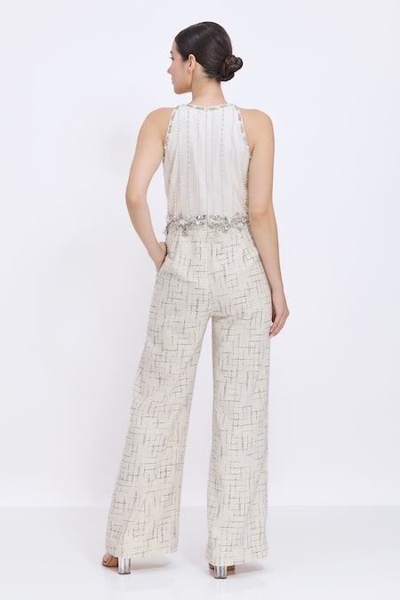 Dilnaz Pearl Hand Embroidered Jumpsuit 