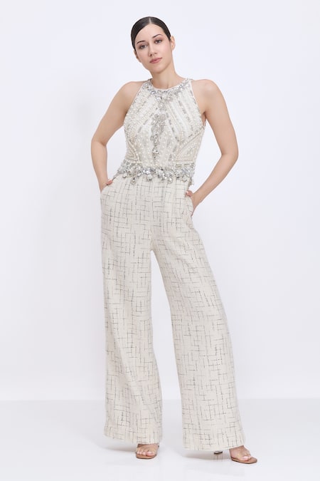 Dilnaz Pearl Hand Embroidered Jumpsuit 