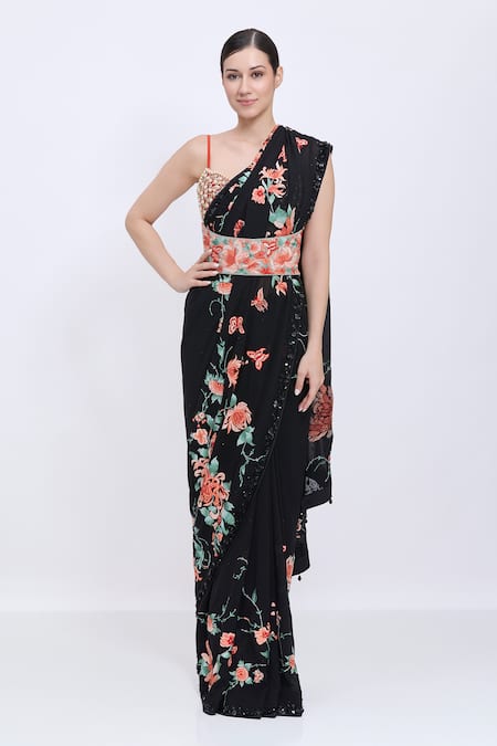 Dilnaz Chrysanthemum Embroidered Corset Belt 