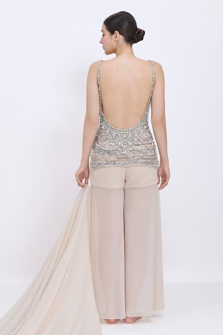 Dilnaz Hand Embroidered Jewel Neck Kurta Sharara Set 