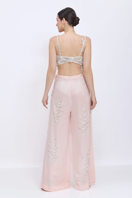 Shop Dilnaz Ivory Net, Polyester, Satin Fabric Flowers, Beads, Cut Work Scoop Daalis Blouse at Aza Fashions Shop_Dilnaz_Ivory Net, Polyester, Satin Fabric Flowers, Beads, Cut Work Scoop Daalis Blouse _at_Aza_Fashions