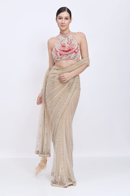 Dilnaz Halter Neck Hand Embroidered Blouse 