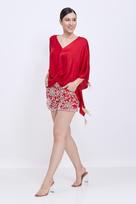 Dilnaz Hand Embroidered Snowflake Shorts 