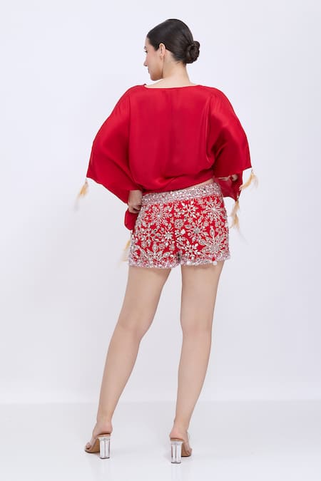 Dilnaz Hand Embroidered Snowflake Shorts 
