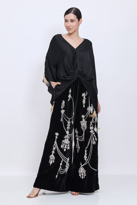 Dilnaz Crushed Velvet Hand Embroidered Palazzo 