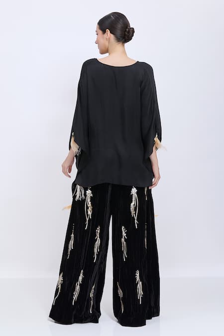 Dilnaz Crushed Velvet Sequin Squiggles Palazzo 