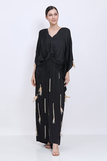 Dilnaz Draped Kaftan & Sequin Line Jumpsuit Set 