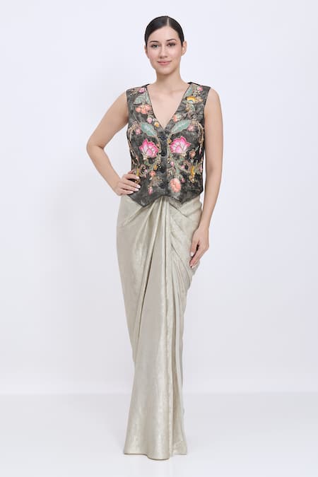 Dilnaz Floral Embroidered Waistcoat 