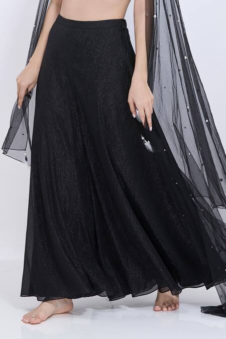 Buy_Dilnaz_Off White Net, Polyester, Satin, Chiffon Embellished Blouse And Gharara Set _Online_at_Aza_Fashions