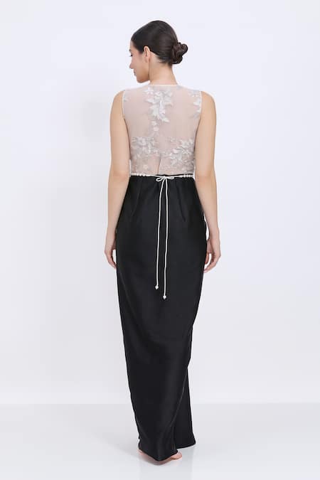 Dilnaz_Ivory Pearls Asymmetric Cascades Belt _at_Aza_Fashions