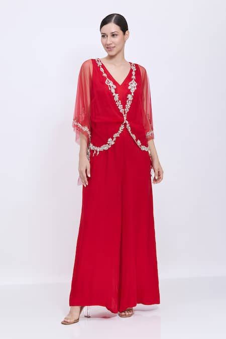 Dilnaz Embroidered Kaftan & Jumpsuit Set 
