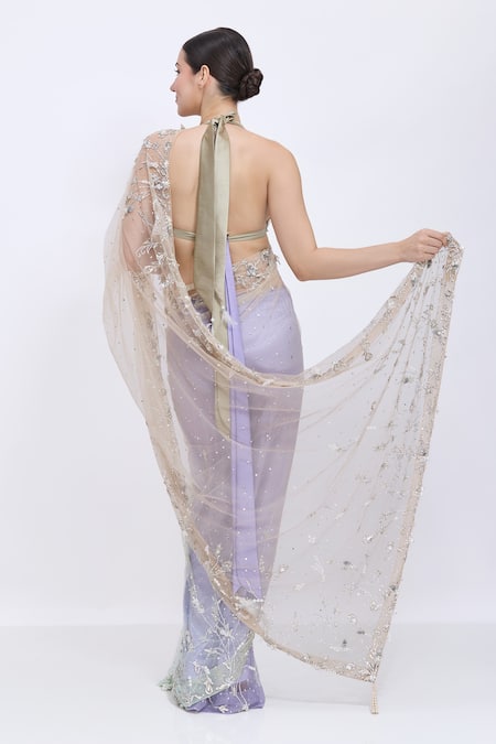 Dilnaz Tendril Embroidered Shaded Saree 