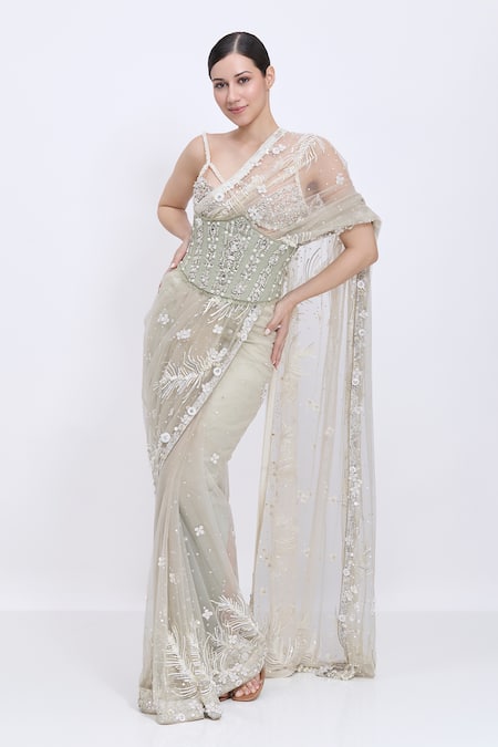 Dilnaz Jewel Motif & Diamond Lines Waist Corset Belt 