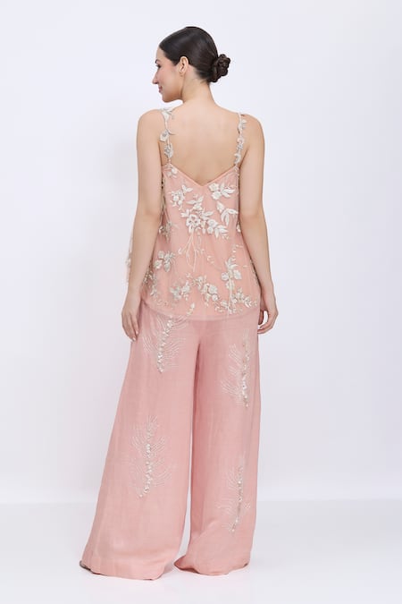 Dilnaz Sequin Ferns Hand Embroidered Palazzo 