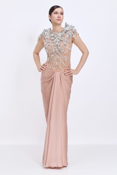 Dilnaz Embroidered Bodice Gown 