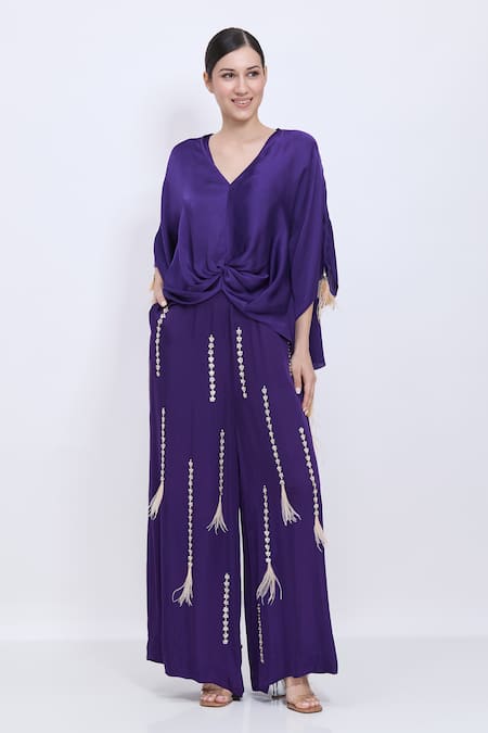 Dilnaz Draped Kaftan & Embroidered Jumpsuit Set 