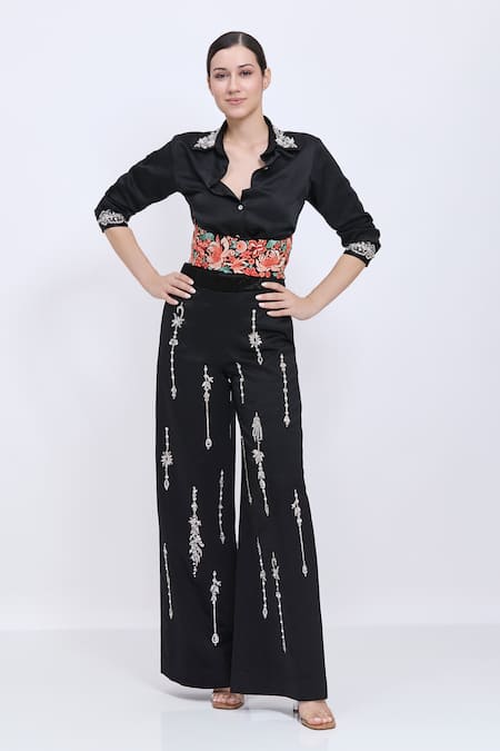 Dilnaz Chrysanthemum Embroidered Corset Belt 