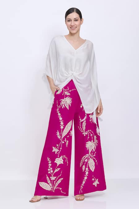 Dilnaz Embroidered Palm Leaf Palazzo