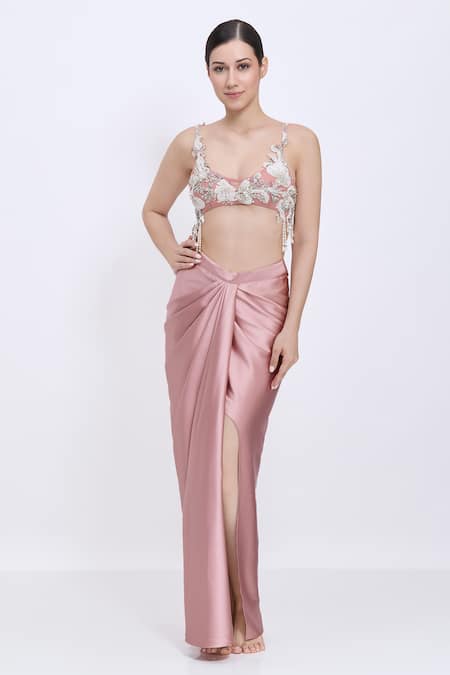 Dilnaz Draped Milano Satin Skirt 