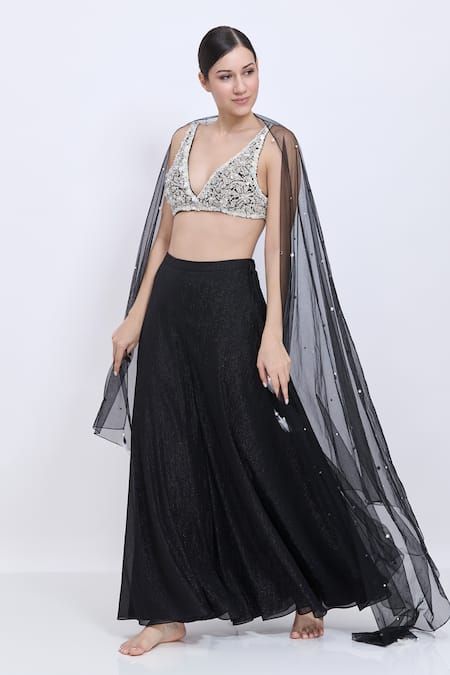 Dilnaz Hand Embroidered Pearl Sprinkling Dupatta 