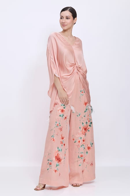 Dilnaz Chrysanthemum Embroidered Palazzo