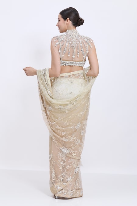 Dilnaz Grid & Pearl Hand Embroidered Blouse 