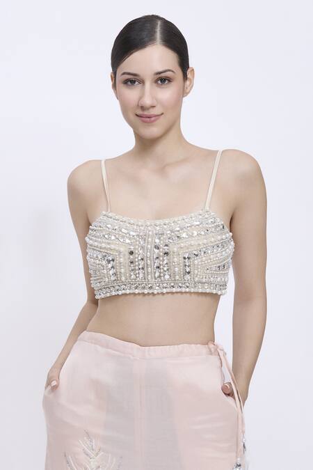 Dilnaz Beige Net, Polyester, Satin Beads, Crystals, Stone Hand Embroidered Bustier Online at Aza Fashions Dilnaz_Beige Net, Polyester, Satin Beads, Crystals, Stone Hand Embroidered Bustier _Online_at_Aza_Fashions
