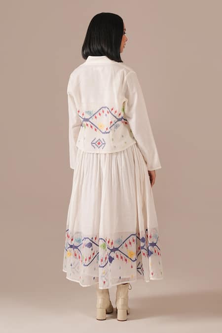 Indigo Dreams Handwoven Jamdani Dress With Jacket 