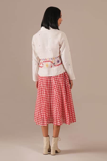 Indigo Dreams Gingham Midi Dress & Jamdani Jacket Set 