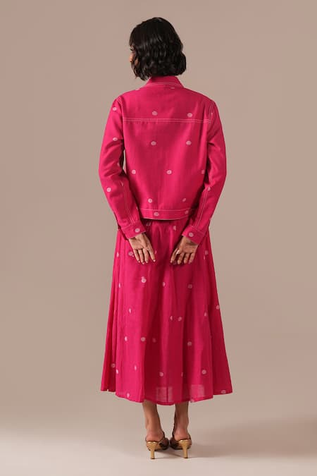 Indigo Dreams Jamdani Polka Dot Dress With Jacket 