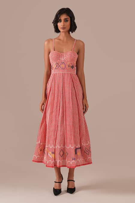 Indigo Dreams Jamdani Gingham Bralette Dress 