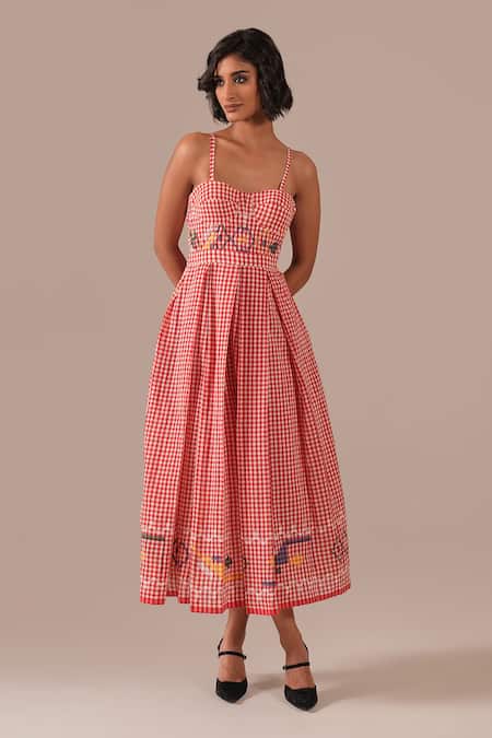 Indigo Dreams Jamdani Gingham Bralette Dress 