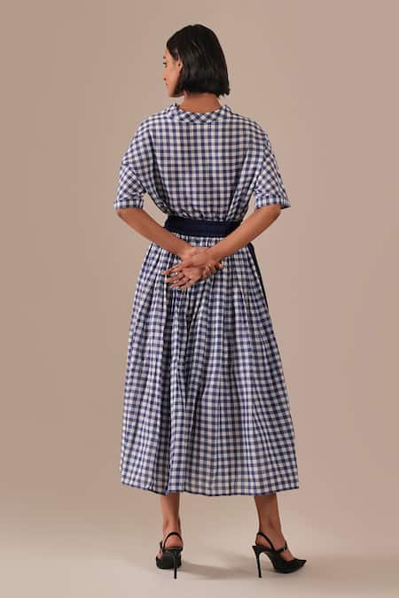 Indigo Dreams Gingham & Jamdani Panel Skirt Set 