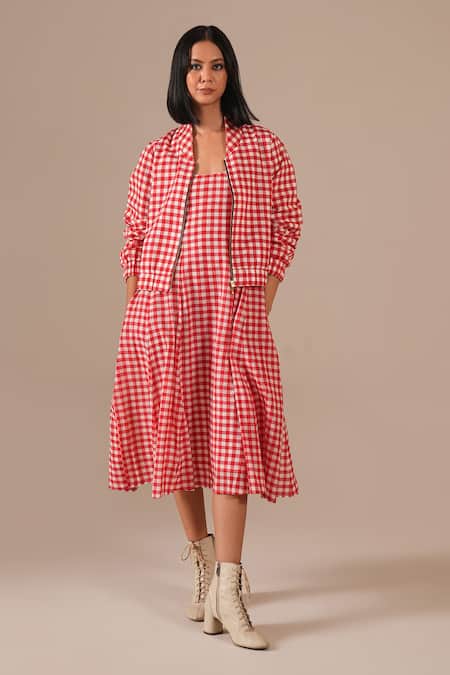 Indigo Dreams Gingham Check Dress With Jacket 