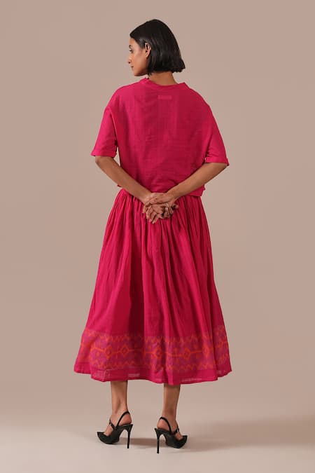 Indigo Dreams Handwoven Jamdani Boxy Top & Gathered Skirt Set 