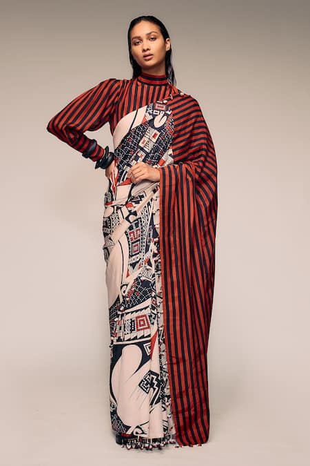 Kritika Murarka Mata Ortiz & Striped Half-&-Half Saree 