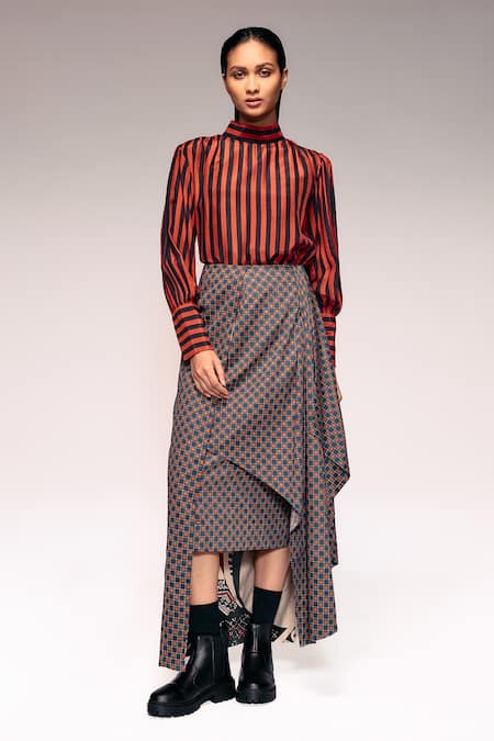 Kritika Murarka Striped High Neck Blouse 