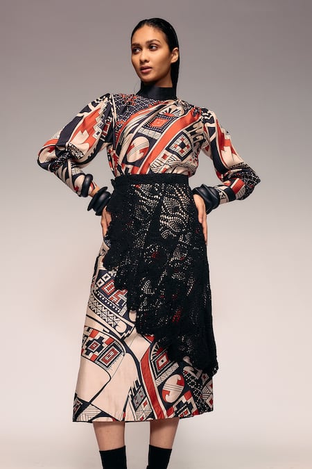 Kritika Murarka Cascading Scalloped Crochet Midi Skirt 