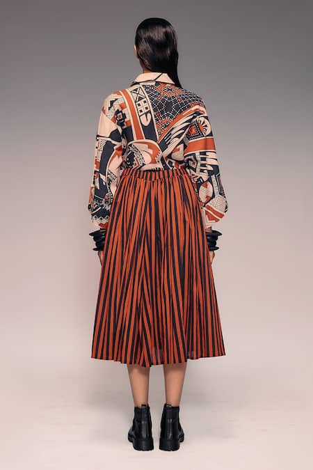 Kritika Murarka Striped Pleated Midi Skirt 