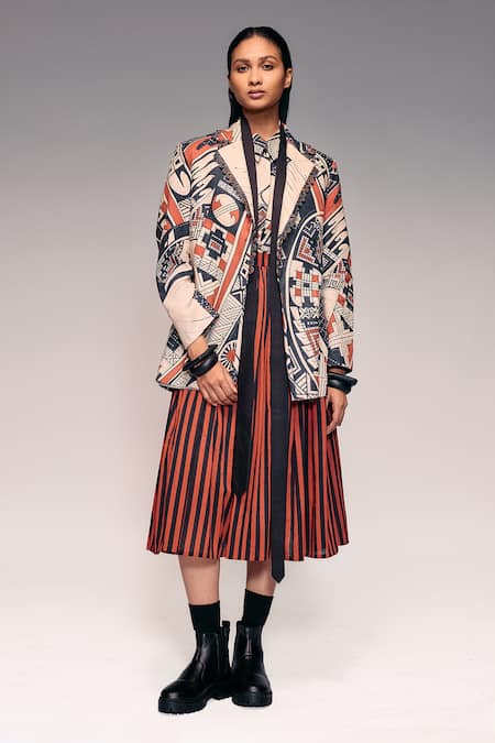 Kritika Murarka Scallop Print Cord Stitch Jacket 